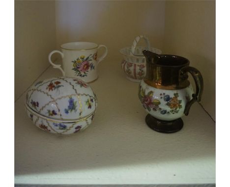 A Large Quantity Of Pottery & China, to include lustre wares, patch boxes, plates and figures etc, approximately 100 pieces 