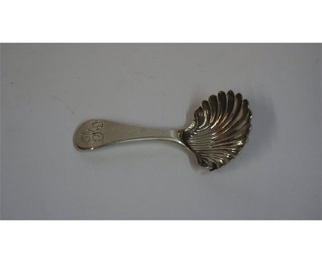 A Regency Provincial Silver Caddy Spoon, Hallmarks for Christian Ker Reid Newcastle, no date marks, monogrammed to the Old En
