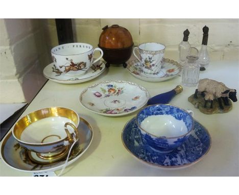 A Mixed Lot Of Porcelain & Collectables, to include a Dresden cabinet cup with saucer, a Meissen saucer, a Continental Meisse