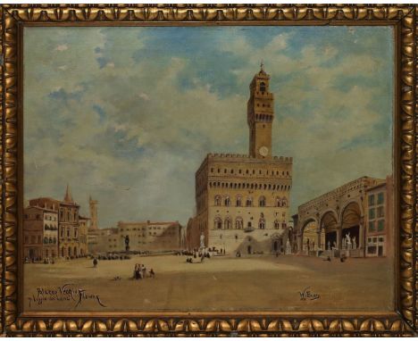 Evers, W. (um 1899) "Palazzo Vecchio m. Loggia dei Lanz, Florenz", so li. u. bez. Öl/Lwd. (mehrere kleinere Besch.), re. u. s