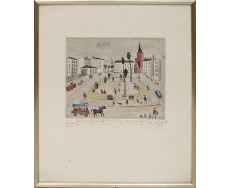 Mühlenhaupt, Kurt (1921 Klein Ziescht- Berlin 2006) "Berlin Marheinekeplatz mit Kirche und Bierwagen", so mit Bleistift betit