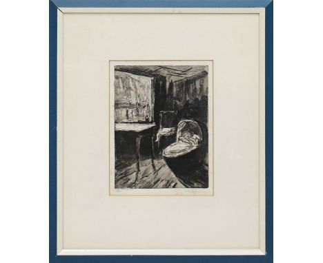 Liebermann, Max (1847 Berlin 1935) Kind im Wiegenkorb. Wohl späterer Druck (stockfleckig), re. u. sign. und li. u. Ex. 20/25 
