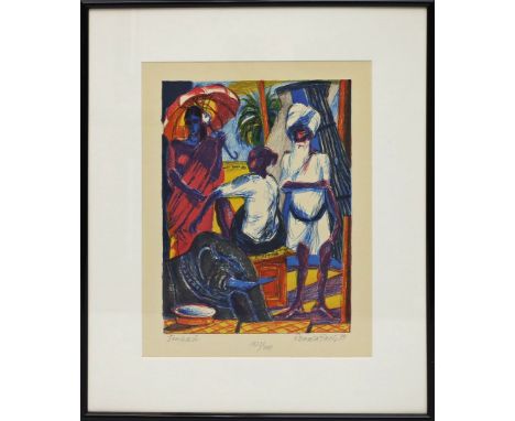 Paris, Ronald (1933 Sondershausen - Rangsdorf 2021) Zwei Arbeiten: Kerala und Tenkasi (Indien). Farblithographie, je sign., 1