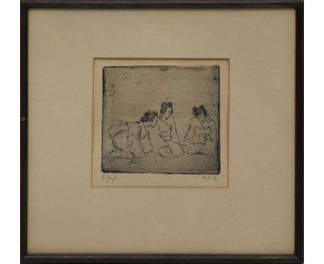 Orlik, Emil (1870 Prag - Berlin 1932) Japanische Mädchen (Blatt der Folge "Reise nach Japan"), um 1902. Radierung (l. gebräun