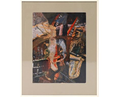Libuda, Walter (geb. 1950 Zechau-Leesen) "Der Fisch", so verso betitelt, sign. und dat. 1985. Tusche/Feder/Kreide/Gouache/Pap