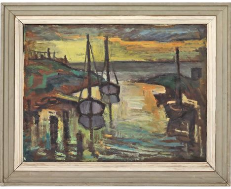 Kindt, Max (1896 Starkenhorst - Berlin 1970) "Fischerhafen", so auf Etikett (besch.) der Grossen Berliner Kunstausstellung be