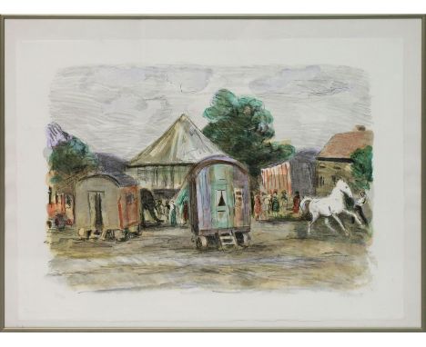 Metzkes, Harald (1929 Bautzen, lebt in Wegendorf bei Berlin) "Der Elefant" (1995). Farblithographie, re. u. mit Bleistift sig