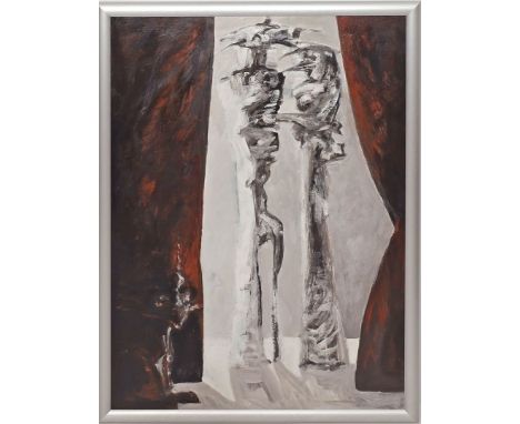 Danielczyk, Jörg (geb. 1952 in Altzschillen) "Zwei große Spitzschnäbel im Gespräch", 2002. Acryl/Karton, re. u. sign. 100x 70
