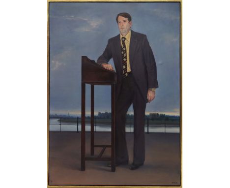 Bluth, Manfred (1926 Berlin 2002) "Privat-Portait-Biewald". Öl/Lwd., re. u. sign. und dat. (19)76. Ca. 130x 95 cm. R. mit Sch