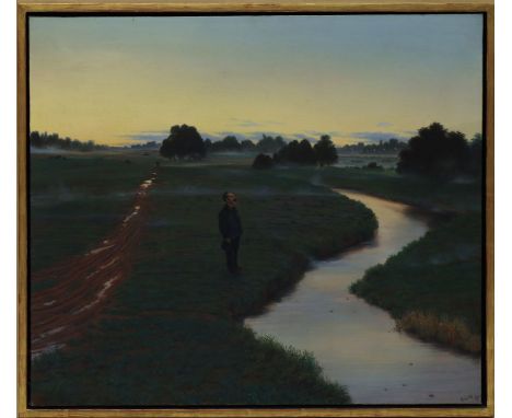 Bluth, Manfred (1926 Berlin 2002) Tegeler Flusswiese. Öl/Lwd., re. u. sign. und dat. (19)73. Ca. 60x 70 cm. R. mit Schattenfu