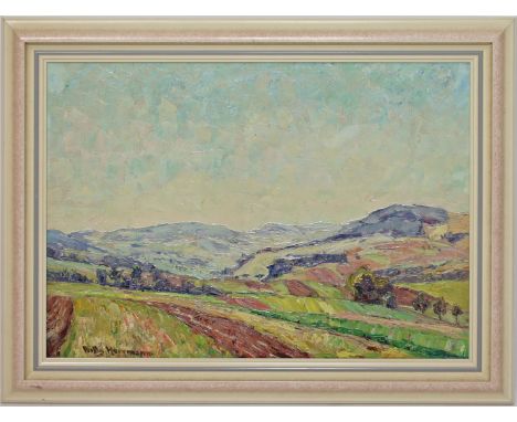 Herrmann, Willy (1895 Berlin 1963) Blick ins Tal. Öl/Lwd., li. u. sign. Ca. 49,5x 69,5 cm. R.