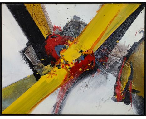 Gressl, Roger (geb. 1959 in St. Pölten) Treffpunkt. Mischtechnik/Lwd., re. u. sign. und dat. (19)93. Ca. 70x 90 cm. R. 