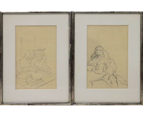 Boris, Laszlo (1897 Budapest - Meutoue in Frankreich 1924) Vier Arbeiten ohne Titel. Federzeichnung (l. Altersspuren), dreima