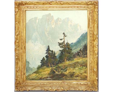 Kaluza, Helmut (1912 Hamburg 1984) Berchtesgadener Alpenlandschaft. Öl/Platte (min. Randschäden durch Rahmung), li. u. sign. 