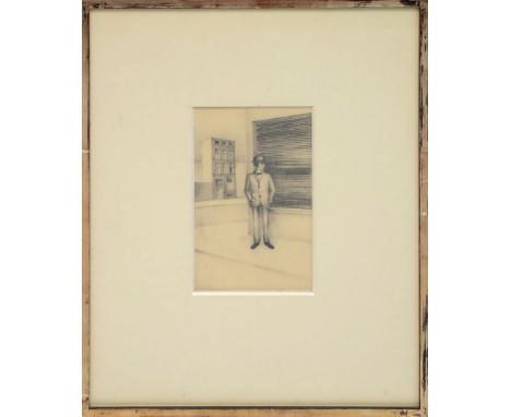 Räderscheidt, Anton (1892 Köln 1970) "Mann an der Straßenecke". Farblithographie, re. u. mit Bleistift sign. von Gisele Räder