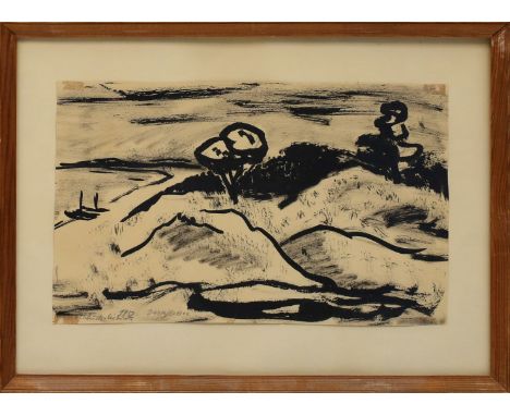 Schultz-Liebisch, Paul (1905 Berlin 1996) "Baabe/Ostsee", so u. bettielt. Tuschezeichnung/Papier (Altersspuren, fleckig bzw. 