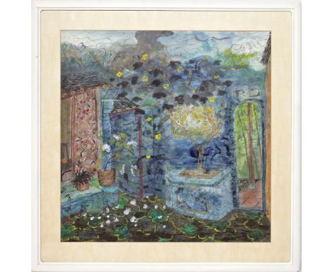 Fang, Xiang (geb. 1967 Shanto City, Guangdong Province/China) Chinesischer Innenhof. Aquarell/Tinte/Papier, li. u. sign., rot