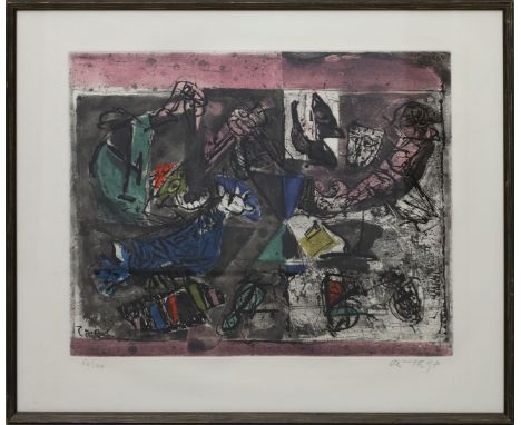 Ortega, José (1921 Arroba de los Montes - Paris 1990) "Lutte 11", so verso auf Etikett betitelt, dat. 1966 und bez. No. 458. 