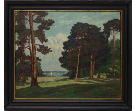 Damnitz, Anna von (1871 Sternalitz bei Oppeln/Oberschlesien - Potsdam 1945) Sommertag am Wannsee. Öl/Lwd., re. u. sign. 60 x7
