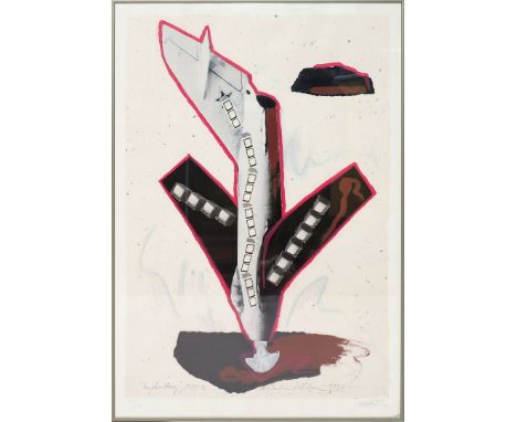 Vostell, Wolf (1932 Leverkusen - Berlin 1998) "Engels-Sturz 1989-1992". Offset/Farbserigraphie/Karton, re. u. mit Bleistift s
