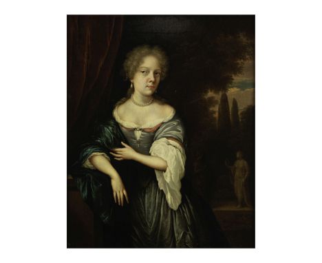 Johannes van Haensbergen (Gorinchem 1642-1705 La Haye)Portrait de dame à mi-corps, devant un paysageJohannes van Haensbergen 