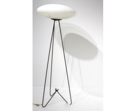 Stilnovo, floor lamp, 50s. Metal lacquered brass and glass with processing triplex opal. H cm 110x35