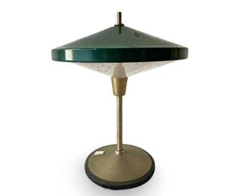 Stilnovo Milan, drawing Bruno Gatta, table lamp with aluminum structure and base in black lacquered iron, Plexiglas diffuser 