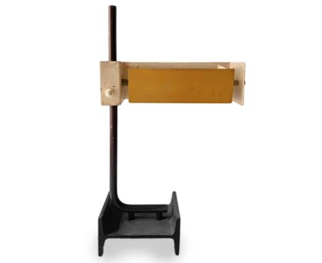 Reggiani, Goffredo Reggiani drawing, metal table lamp, black lacquered base, craquele finish, adjustable diffuser lacquered i