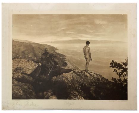 Wilhelm von Gloeden (1856-1931), vintage albumen photographic print signed and dated on the negative depicting "Young robed N