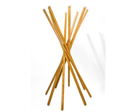 Zanotta, De pas design, D'Urbino Iomazzi, Shanghai model, hanging light wood composed slatted elements. Years 80. H cm 145X65