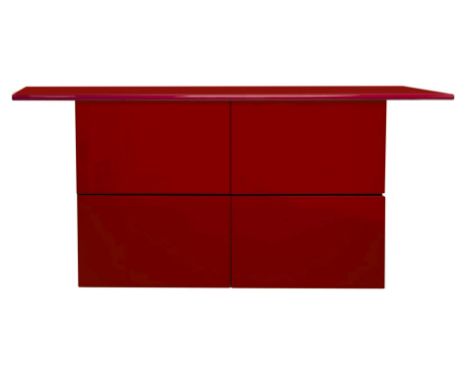 Acerbis, mod. Sheraton designed by L. Acerbis, Around 1977 Mobile in lacquered wood in shades of red, doors with patented ope