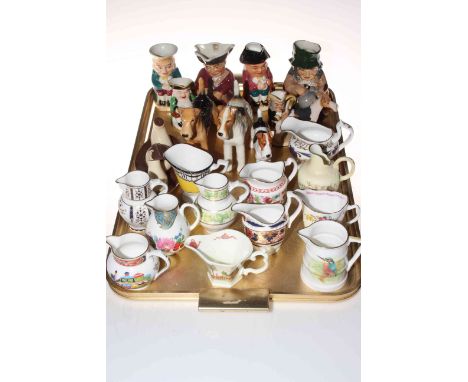 Twelve Royal Worcester collectors jugs, Beswick and Royal Doulton Airedales/Fox Terriers, Carlton cruet and toby jugs.