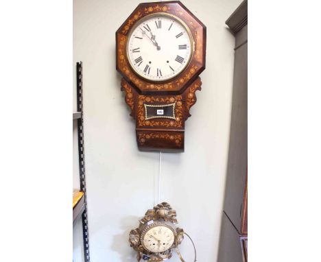 Victorian drop dial wall clock and gilt wall clock, both for restoration.