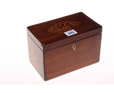 Georgian mahogany tea caddy with shell inlay.