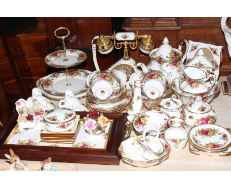 Royal Albert Old Country Roses, good collection of over forty five pieces including telephone, clock, tea set with teapot, et