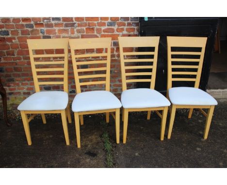 A Danish "Gangso" beech draw leaf table, on square supports, 66" wide x 36" deep x 30" high (extended) and four "Dinnerhill" 