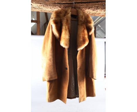 A gentleman's light brown pigskin coat with fur collar, original purchase invoice from Kilgour, French and Stanbury dated 197