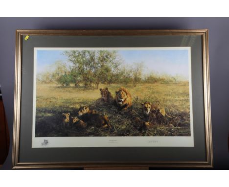 David Shepherd: a signed limited edition colour print, "First Light at Savuti", 468/1500, two other David Shepherd signed lim