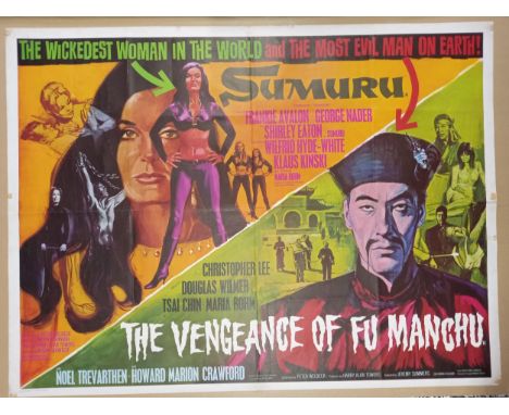 Sumari / Vengeance of Fu Manchu, 1967, UK Quad film posterStarring Christopher LeeTape burn, light edge wear and repaired tea