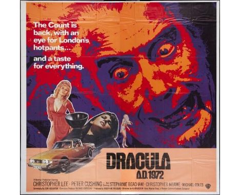 Dracula AD 1972, US 6 Sheet film poserClassic Hammer Horror starring Peter Cushing and Christopher LeeSlight misfolds and lig