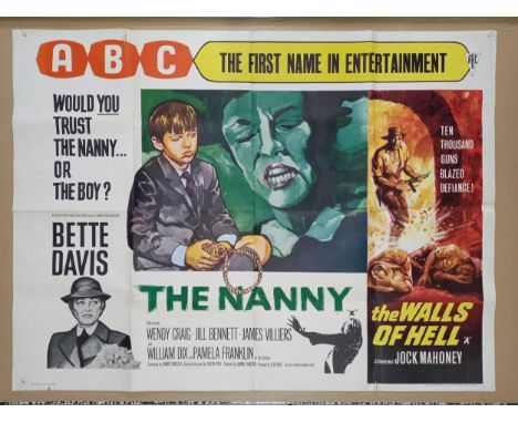 The Nanny (ABC double bill), 1965, UK Quad film posterHammer Horror starring Hollywood veteran Bette DavisPinholes, light sta