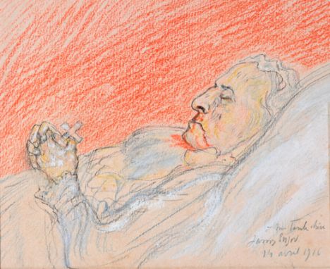 James Ensor (1860-1949): 'Ma tante chérie', mixed technique on paper, mounted on cardboard, dated 14 April 1916Work: 25,1 x 1