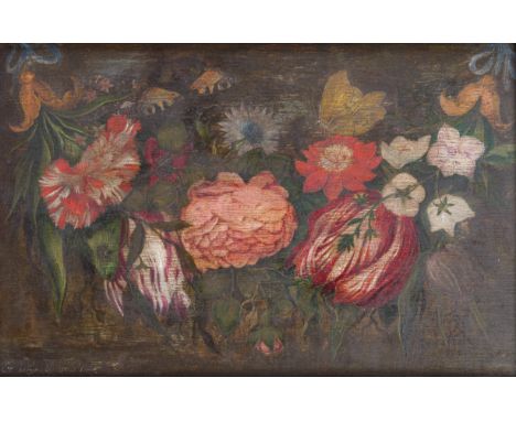 Catharijna Oostvries (Trijntje Sieuwerts) (1636â€“1708): Floral garland, oil on panel, dated 1678Work: 31,5 x 20 cm Frame: 49