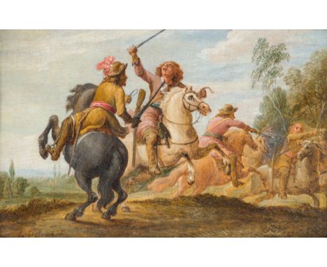 Lambert II de Hondt (1642-1709): The battle of life and death, oil on panelWork: 25 x 17 cm Frame: 39 x 29,5 cm
