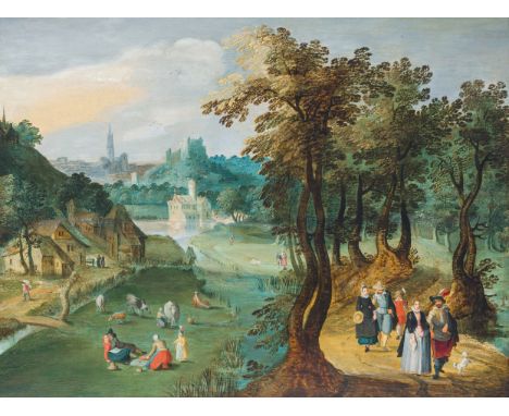 Flemish school: The pleasures of the countryside, oil on panel, ca. 1620-1630Work: 65 x 51 cm Frame: 89,5 x 74 cm The reverse