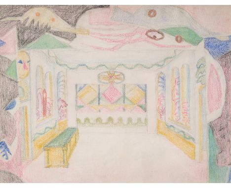 James Ensor (1860-1949): La Boutique de Grognelet, scenery for La Gamme d'Amour, pencil on paper, 1914Work: 27,5 x 21,5 cm Fr