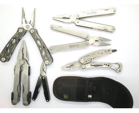Six multi tools including Leatherman and Gerber examples. P&amp;P Group 2 (£18+VAT for the first lot and £3+VAT for subsequen