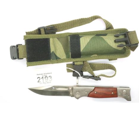 AK47 Soviet mini bayonet, blade L: 10 cm, with canvas carrier. P&amp;P Group 2 (£18+VAT for the first lot and £3+VAT for subs