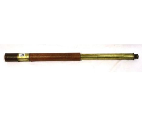 Brass and leather watchmans telescope, L: 95 cm extended. P&amp;P Group 3 (£25+VAT for the first lot and £5+VAT for subsequen