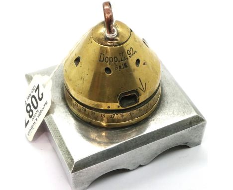 WWI German shell fuze inkwell. The top unscrews to reveal the inkwell. P&amp;P Group 2 (£18+VAT for the first lot and £3+VAT 